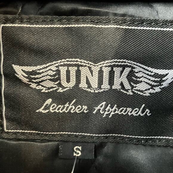 Vintage 80’s UNIK Fringe Leather Black Jacket Small/ Medium - Picture 8 of 12